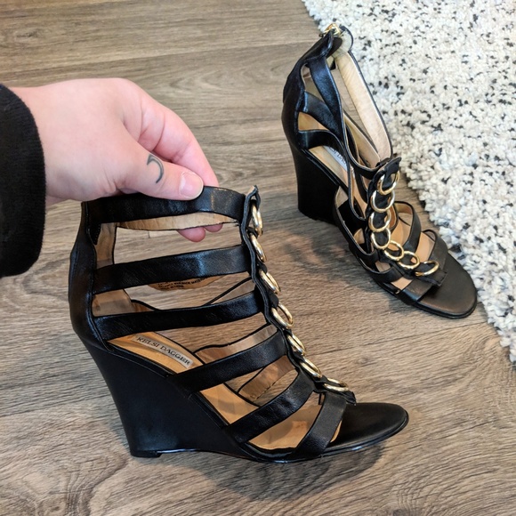 KELSI DAGGER Black Juno Wedges Size 8 - Picture 3 of 8